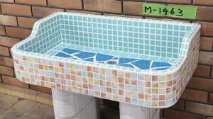 ガーデンシンク タイル 流し台 昭和レトロ モザイクタイル張り MサイズM-1463  手作りガーデンシンク タイル流し台 エクステリア お洒落 老人ホームなどにも大好評です