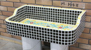 ガーデンシンク タイル 流し台 昭和レトロ モザイクタイル張り MサイズM-1448 手作りガーデンシンク タイル流し台 エクステリア お洒落 老人ホームなどにも大好評です