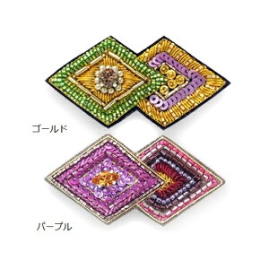 チリア 田川啓二 ダブルダイアモチーフブローチ ビーズ刺繍 ブローチ 高級感 ハンドメイド オートクチュール かわいい おしゃれ プレゼント TILIA