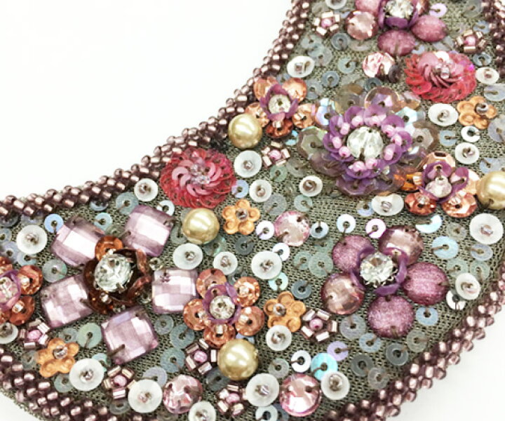楽天市場】チリア シックフラワーのカラーネックレス ビーズ刺繍 