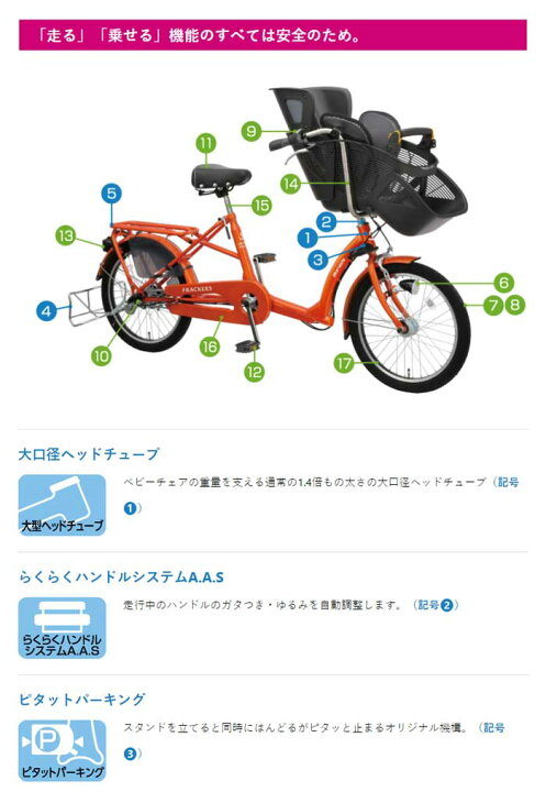 楽天市場】マルイシ ふらっかーずシュシュ FRCH203Z 3人乗り自転車 