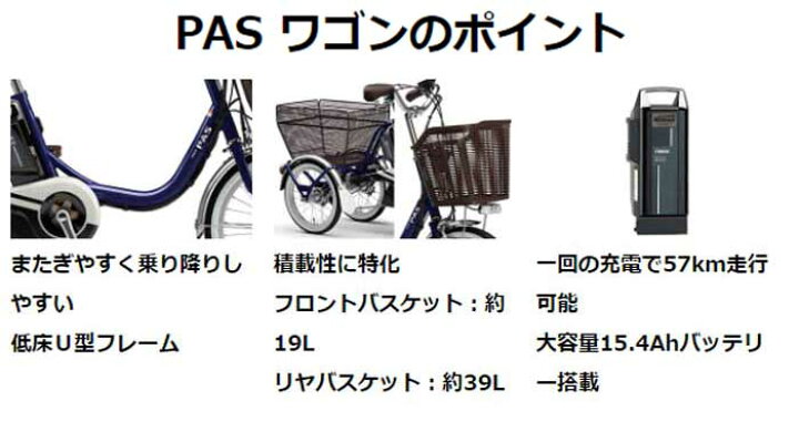 楽天市場】happy ヤマハ 大人用三輪車 PASワゴン PA16W 内装3段変速 前 