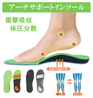 楽天1位！ インソール 中敷き 扁平足 アーチサポート 土踏まずサポーター 偏平足 アーチ型 О脚・X脚矯正…