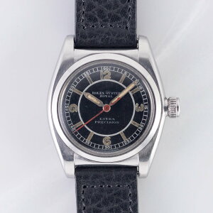 ROLEX OYSTER ROYAL Flatback Black Mirror SECTOR DIAL Cal.10 1/2 Open Face�y�芪���z�y���B���e�[�W���v�z