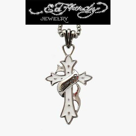 Ed Hardy Jewelry(エドハーディー）"RIBBON CROSS"EHP39SS-WHITE　ペンダント【送料無料（※北海道・沖縄は配送不可）】