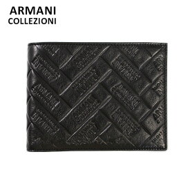 アルマーニ 財布 ARMANI COLLEZIONI YAM007 YCE85 80001 二つ折り BLACK メンズ コレッツォーニ レザー 【送料無料（