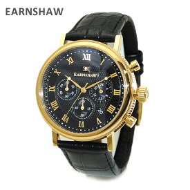在庫処分 [箱なし] 【国内正規品】 EARNSHAW （アーンショウ） 時計 腕時計 ES-8051-05 レザー ブラック/ゴールド/ブラック メンズ ウォッチ クォーツ 【送料無料（※北海道・沖縄は配送不可）】