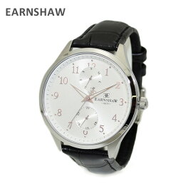 在庫処分 [箱なし] 【国内正規品】 EARNSHAW （アーンショウ） 時計 腕時計 ES-8079-01 レザー ブラック/シルバー メンズ ウォッチ クォーツ 【送料無料（※北海道・沖縄は配送不可）】