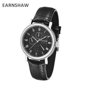 EARNSHAW アーンショウ 時計 腕時計 ES-8101-01 レザー ブラック/シルバー メンズ ウォッチ クォーツ 【送料無料（※北海道・沖縄は配送不可）】