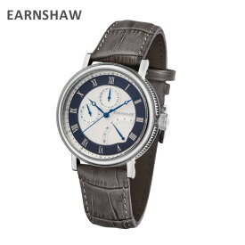 EARNSHAW アーンショウ 時計 腕時計 ES-8101-03 レザー グレー/シルバー メンズ ウォッチ クォーツ 【送料無料（※北海道・沖縄は配送不可）】