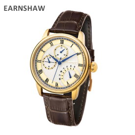 EARNSHAW アーンショウ 時計 腕時計 ES-8104-04 レザー ブラウン/ゴールド メンズ ウォッチ クォーツ 【送料無料（※北海道・沖縄は配送不可）】