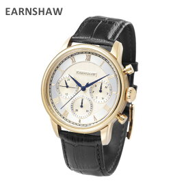 EARNSHAW アーンショウ 時計 腕時計 ES-8105-03 レザー ブラック/ゴールド メンズ ウォッチ クォーツ 【送料無料（※北海道・沖縄は配送不可）】