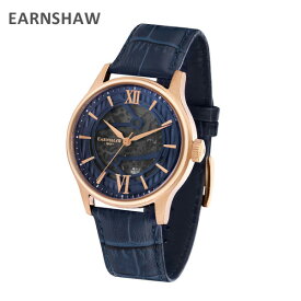 EARNSHAW アーンショウ 時計 腕時計 ES-8801-03 レザー ネイビー/ピンクゴールド メンズ ウォッチ 自動巻き【送料無料（※北海道・沖縄は配送不可）】