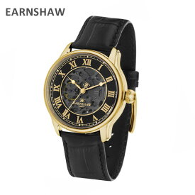 EARNSHAW アーンショウ 時計 腕時計 ES-8807-02 レザー ブラック/ゴールド メンズ ウォッチ 自動巻き【送料無料（※北海道・沖縄は配送不可）】