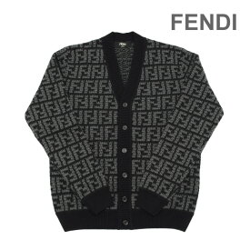 フェンディ カシミヤ カーディガン FZC433-APPA-F05HY ブラック/グレー メンズ FENDI CARDIGAN FF CROCHET CASH【送料無料（※北海道・沖縄は配送不可）】