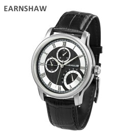 EARNSHAW アーンショウ 時計 腕時計 ES-8104-01 レザー ブラック/シルバー メンズ ウォッチ クォーツ 【送料無料（※北海道・沖縄は1,000円）】