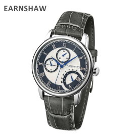 EARNSHAW アーンショウ 時計 腕時計 ES-8104-03 レザー グレー/シルバー/ネイビー メンズ ウォッチ クォーツ 【送料無料（※北海道・沖縄は1,000円）】