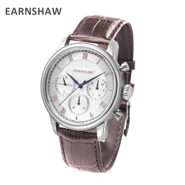 EARNSHAW アーンショウ 時計 腕時計 ES-8105-02 レザー ブラウン/シルバー メンズ ウォッチ クォーツ  【送料無料（※北海道・沖縄は1,000円）】 | タイムクラブ