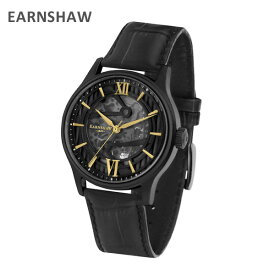 EARNSHAW アーンショウ 時計 腕時計 ES-8801-04 レザー ブラック/ブラック メンズ ウォッチ 自動巻き【送料無料（※北海道・沖縄は1,000円）】