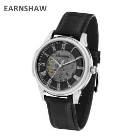 EARNSHAW アーンショウ 時計 腕時計 ES-8805-01 レザー ブラック/シルバー メンズ ウォッチ 自動巻き【送料無料（※北海道・沖縄は1,000円）】