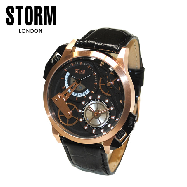 《》STORM LONDON（ストームロンドン） 時計 腕時計 47147RGBK DUALON ROSE GOLD LHR  ブラックレザー/ローズゴールド メンズ 国内正規品【送料無料（※北海道・沖縄は1,000円）】 | タイムクラブ