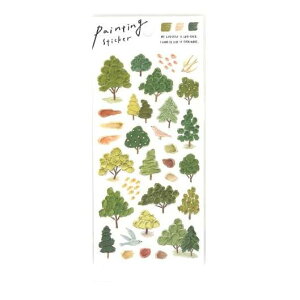 マインドウェイブ ペインティングステッカー 81761 モリ / 樹 木 小鳥 ナチュラル 癒し系 デコレーション 手帳 文房具