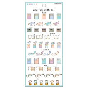 CRUX クラックス シール ・ カラフルパレットシール STUDY シール帳 福袋 丸 おしゃれ アルバム デコレーション ハート 大量 ステッカー スマホ ごほうび 花 かわいい スケジュール帳 手帳のタ