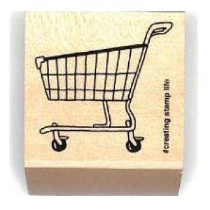 ショッピングカート スタンプ 木製 ハンドメイド風デザイ / スタンプ 木製スタンプ ショッピングカート柄 ハンドメイド風 デコレーション用 文房具 手帳デコ スクラップブック用 クラフト
