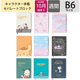 【予約★9月上旬発送】 手帳 2027 サンリオ B6 ウィークリー セパレートブロック 2026年10月始まり 週間 スケジュール帳 ハローキティ マイメロディ シナモロール クロミ ポムポムプリン ポチャッコ ハンギョドン リトルツインスターズ スヌーピー SANRIO