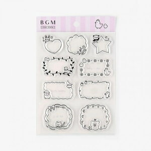 BGM ビージーエム スタンプ ・ クリアスタンプ 動物 フレーム スタンプ台 インク かわいい キャラクター 手帳 イラスト 6mm 5個 3個 ごほうびスタンプ 事務 先生 スケジュール帳 手帳のタイ