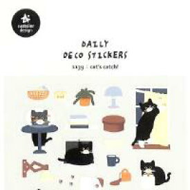 スワテリエステッカー cats catch! | 黒猫 ステッカー キャット かわいい 癒し系 デコレーション 猫グッズ