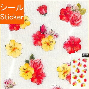 CLOTHES-PIN クローズピン シール ・ クリア シール ハイビスカス シール シート 赤&黄色 シール帳 福袋 丸 おしゃれ アルバム デコレーション ハート 大量 ステッカー スマホ ごほうび 花 かわい