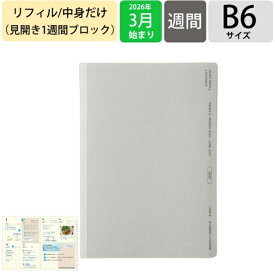 【予約★2月上旬発送】 LACONIC ラコニック 2026 3月始まり （2024年4月始まり対応） 手帳 B6 BI ブロック インデックス ダイアリー リフィル 手帳 中身 だけ 手帳カバー レフィル 仕事計画 ライフログ 日記 スケジュール帳 手帳のタイムキーパー