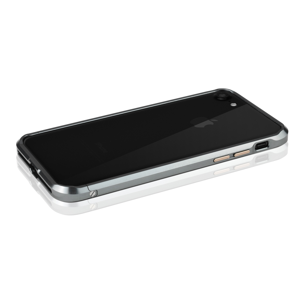 iPhone7 バンパー アルミ ケース アルミバンパー かっこいい 高品質 高級 アルミ製 削り出し 金属 枠 フレーム SWORD T7  メタルバンパー（ガンメタ）iPhoneSE iPhoneSE2 アイフォン SE 2 第二世代 アルマイト 光沢 グロス仕上げ ストラップホール付 |  