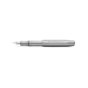 KAWECO STEEL SPORT FOUNTAIN PEN �J���F�R �X�`�[���X�|�[�c ���N�M �ɍ� �� EF F�M�L�p�� ���[�� �u�����h �V���o�[ �M�t�g �v���[���g