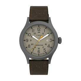 【10%OFF】【並行輸入品】【日本未発売】TIMEX EXPEDITION タイメックス エクスペディション スカウト 40MM TW4B23100 腕時計 時計 ブランド メンズ レディース ミリタリー アナログ 日付 グレー ブラウン 茶 レザー 革ベルト 海外モデル 送料無料