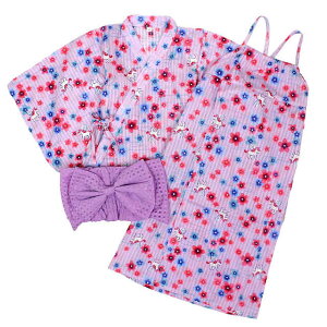 浴衣 サンドレス 2WAY ワンピース 3点セット 女の子 キッズ 子供 和装 夏祭り 綿100% ゴムタイプ帯 100cm 110cm 120cm 130cm 140cm