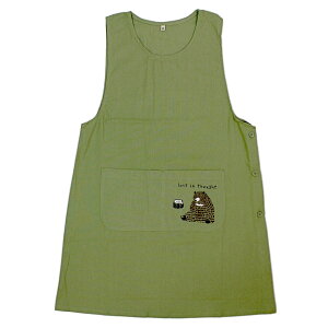 エプロン ラン型 かわいい カラーエプロン くま インド綿 女性 レディース 可愛い オシャレ 料理 家事 DIY ポケット付き フリーサイズ