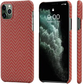 PITAKA iPhone 11 Pro 対応 ケース MagEZ Case 5.8インチ対応 アラミド繊維 カーボン風 超薄 超軽量 耐衝撃 ワイヤレス充電対応 (レッド/オレンジ M織柄)KI1107JP