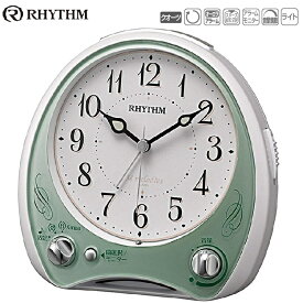 【RSL】 RHYTHM / リズム時計 目覚まし時計 アリアカンタービレN 8RM400SR05 ｜ 38曲のオーロラサウンドメロディアラーム ｜ クオーツ時計 ｜ 連続秒針 ｜ アラームオートストップ機能 スヌーズ機能 ｜ 音量調節機能(無段階) ｜ 時分針高輝度蓄光付 ｜ Xマスメロディ6曲収録