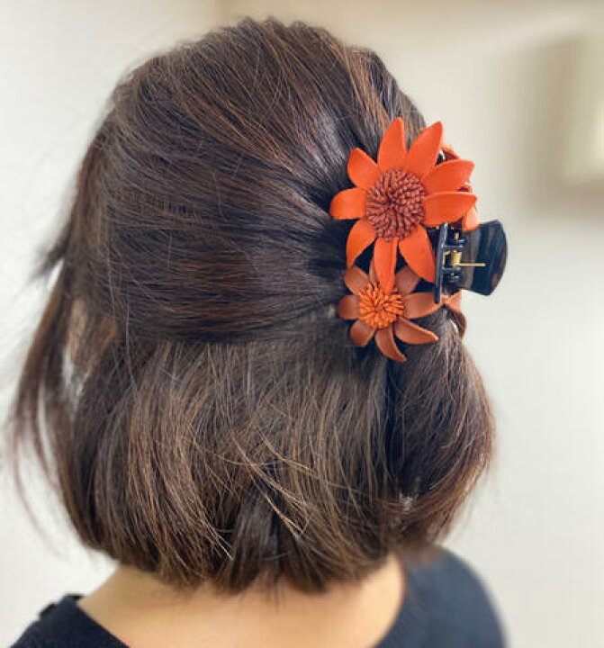楽天市場】【送料無料】ヘアクリップ レザーフラワー ヘアクリップ 本 