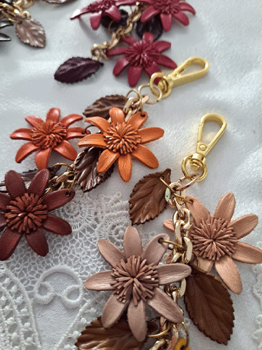 楽天市場】【送料無料】レザーキーホルダー 本革可愛いお花デザイン