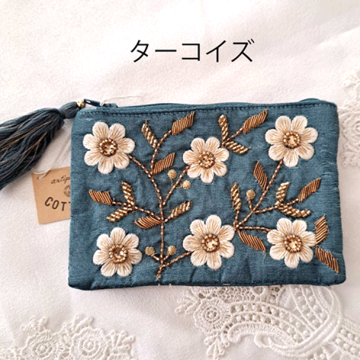 楽天市場】【ポイント5倍】【クーポン】ビーズ刺繍 ポーチ刺繍