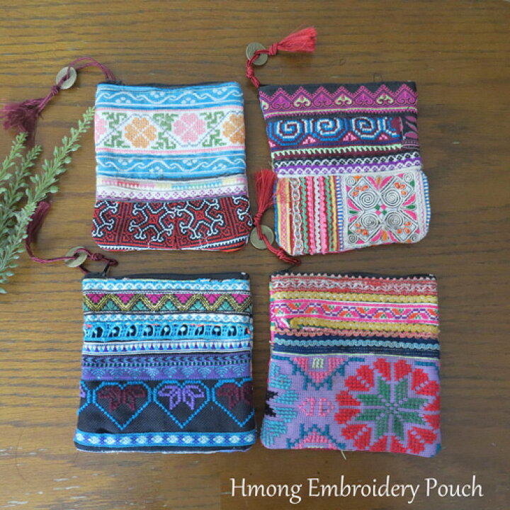 楽天市場】【送料無料】モン族 ポーチ モン族伝統の刺繍ポーチ 