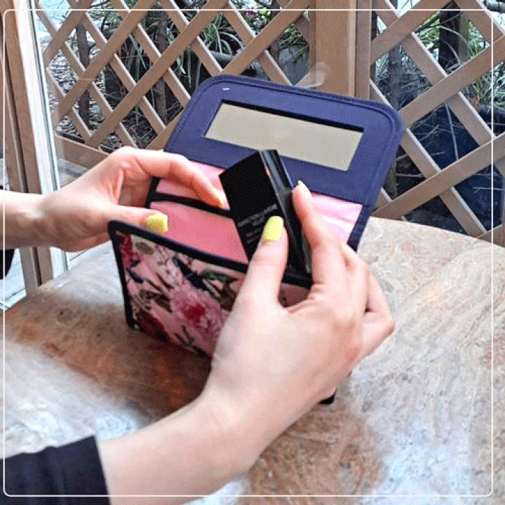 持ち手付き深型ポーチ中　P522 ニーナ　ヴォール　ブルー×淡ピンク Amazon.co.jp: NEOVIVA 化粧ポーチ 大容量 メイクポーチ コスメ
