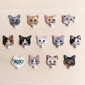 【送料無料】ネコ ブローチ おしゃれ 刺繍 猫 好きにおすすめ 直径3cm ブローチ おしゃれ 日本製 国産 ハンドメイド ギフト プレゼント 可愛い カワイイ ねこ ネコ キャット