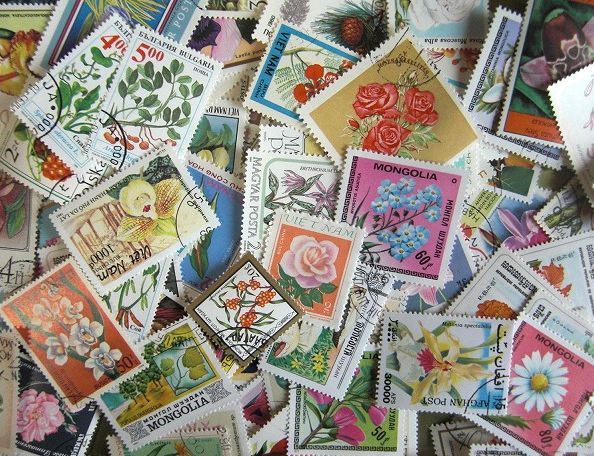 使用済切手 古切手 スクラップブッキング 登場大人気アイテム ラッピングに 海外 30枚 使用済み切手 植物の切手 賜物 外国の花
