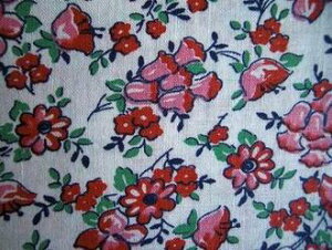 フィードサック 白地赤ピンク ベルフラワー (1/16サイズ)