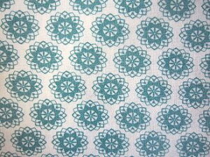 フィードサック  白地ブルーグリーン色のお花 (1/4サイズ)