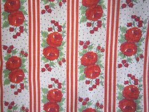 フィードサック  白地赤ストライプに赤バラ (1/16サイズ)